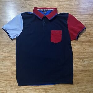 Ben Sherman Polo Men's Large Short Sleeve Polo Shirt Red Blue Colorblock